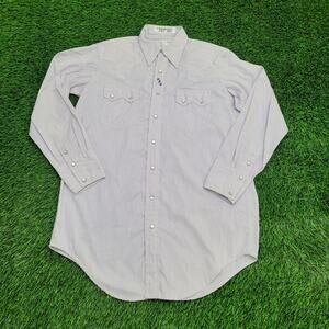 Vintage 80s Western Pearl Snap Shirt XL 23x34 Pinstripes Yoke